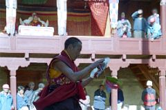 27 Tengboche Gompa 1997 Mani Rimdu Rehearsal Monk Twirls While Hitting Cymbals